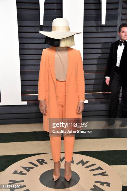 Singer Sia attends the 2017 Vanity Fair Oscar Party hosted by Graydon Carter at Wallis Annenberg Center for the Performing Arts on February 26, 2017...