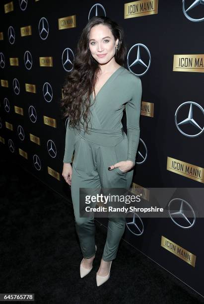 Actress Jaclyn Betham attends the Annual Mercedes-Benz + ICON MANN 2017 Awards viewing party at Four Seasons Hotel Los Angeles at Beverly Hills on...