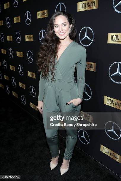 Actress Jaclyn Betham attends the Annual Mercedes-Benz + ICON MANN 2017 Awards viewing party at Four Seasons Hotel Los Angeles at Beverly Hills on...