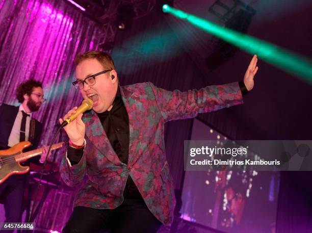 Paul Janeway of St. Paul and The Broken Bones performs during the 25th Annual Elton John AIDS Foundation's Academy Awards Viewing Party at The City...