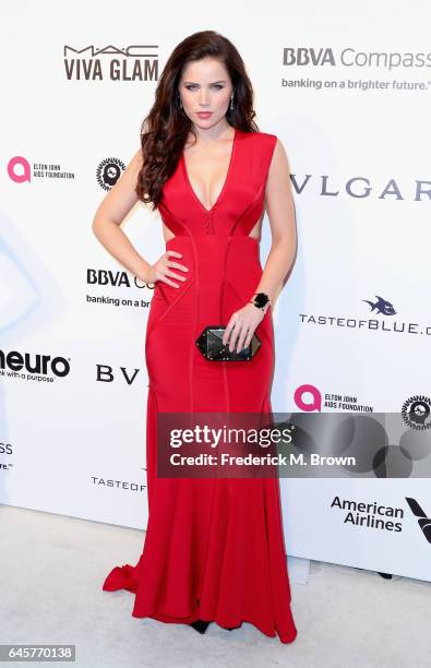 Actor Sofia Mattsson attends the 25th Annual Elton John AIDS Foundation's Academy Awards Viewing Party at The City of West Hollywood Park on February...