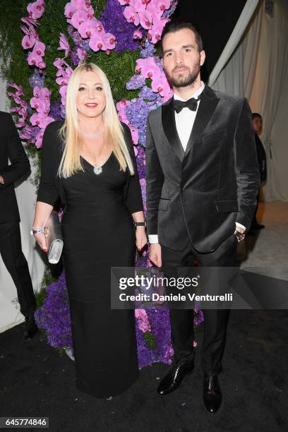 Lady Monika Bacardi and Andrea Iervolino attend Bulgari at the 25th Annual Elton John AIDS Foundation's Academy Awards Viewing Party at on February...