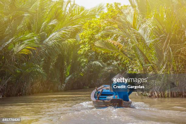 woman who drives a boat in the mekong delta - hot vietnamese women stock pictures, royalty-free photos & images