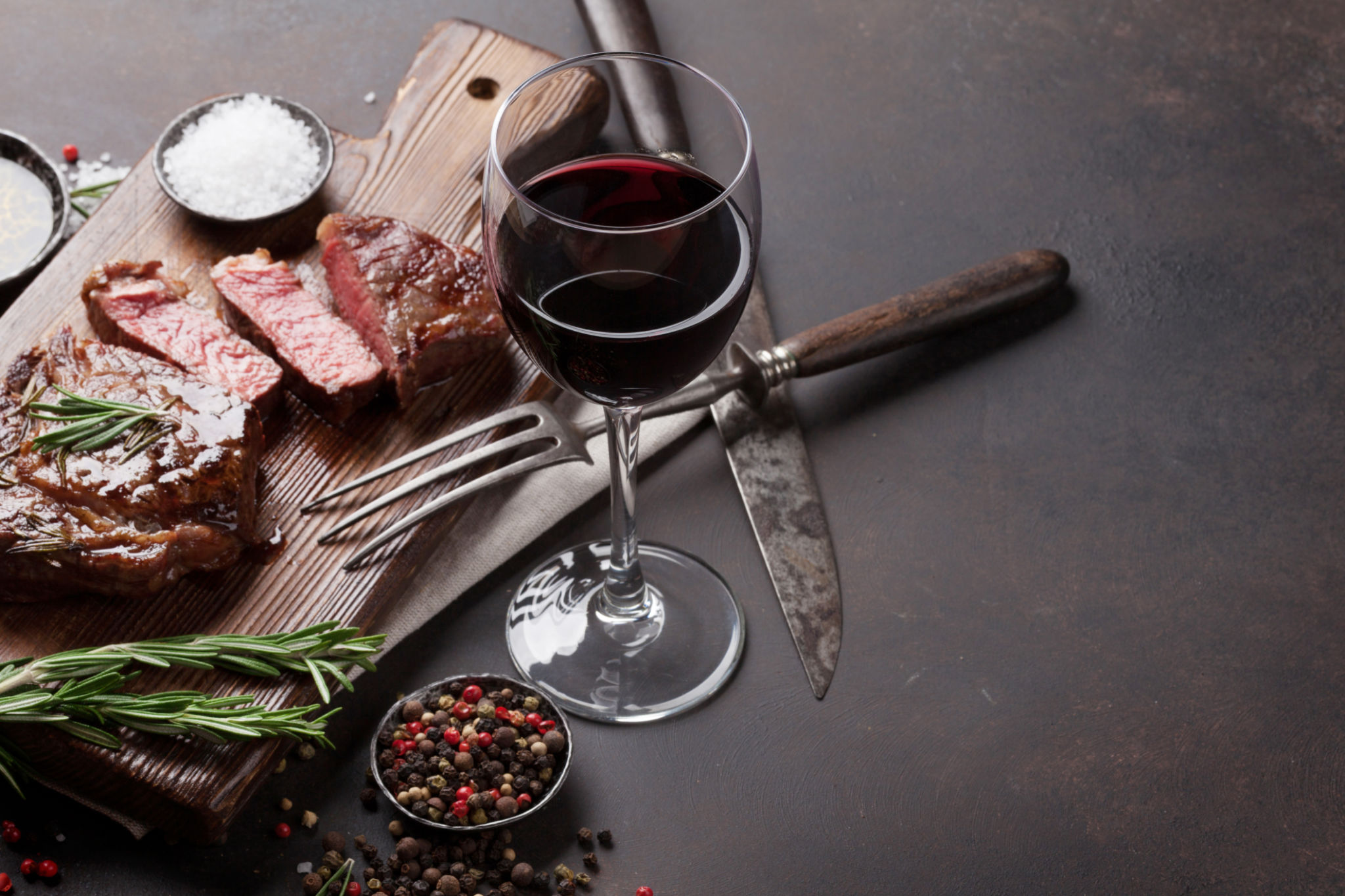 red wine and steak
