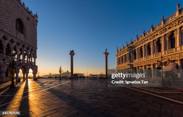 san marco during sunrise in venice, italy - ignatius tan stock-fotos und bilder