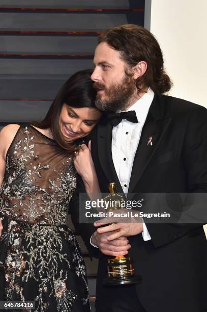 Actors Floriana Lima and Casey Affleck attend the 2017 Vanity Fair Oscar Party hosted by Graydon Carter at Wallis Annenberg Center for the Performing...