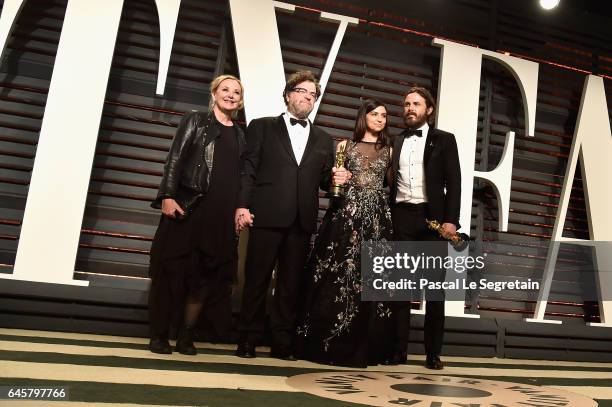 Actress J. Smith-Cameron, writer-director Kenneth Lonergan, actor Floriana Lima, and actor Casey Affleck attend the 2017 Vanity Fair Oscar Party...