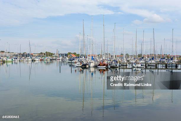 sailing ships in the harbor - kattegat stock-fotos und bilder