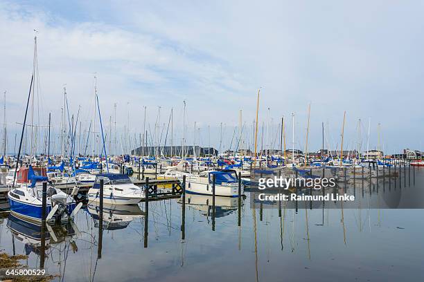 sailing ships in the harbor - kattegat stock-fotos und bilder