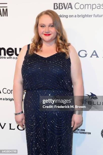 Actor Danielle Macdonald attends the 25th Annual Elton John AIDS Foundation's Academy Awards Viewing Party at The City of West Hollywood Park on...