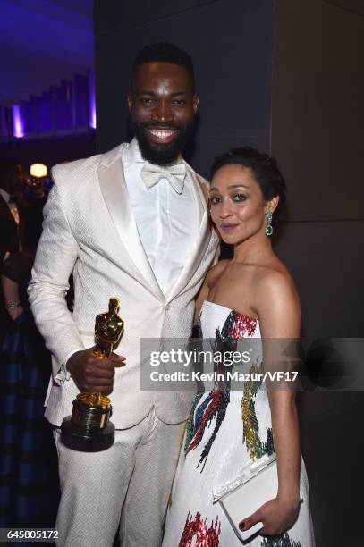 Writer Tarell Alvin McCraney and actor Ruth Negga attend the 2017 Vanity Fair Oscar Party hosted by Graydon Carter at Wallis Annenberg Center for the...