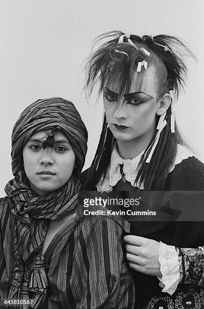 Singers Annabella Lwin and Boy George, of English new wave group Bow Wow Wow, Manchester University, 14th March 1981. George performed two concerts...