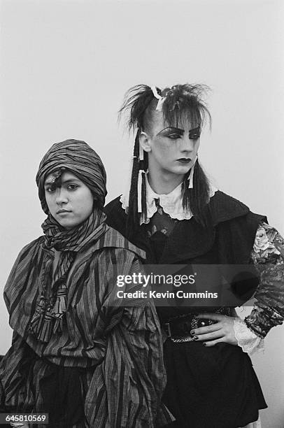 Singers Annabella Lwin and Boy George, of English new wave group Bow Wow Wow, Manchester University, 14th March 1981. George performed two concerts...