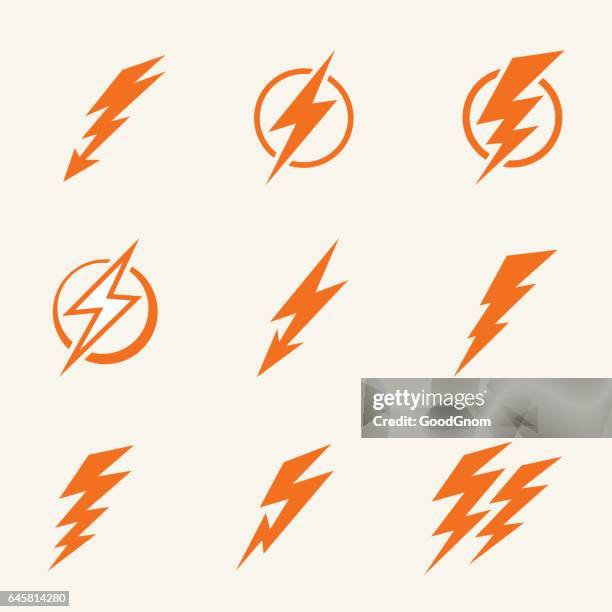 lightning icons - thunderstorm stock illustrations