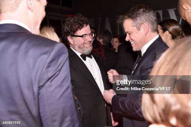 Director Kenneth Lonergan and actor/producer Matt Damon attend the 2017 Vanity Fair Oscar Party hosted by Graydon Carter at Wallis Annenberg Center...
