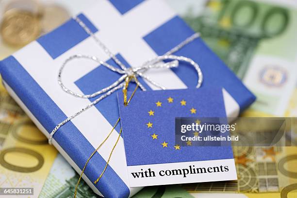 Griechenland-Paket mit Grußkarte aus der EU, Hilfspaket für Griechenland