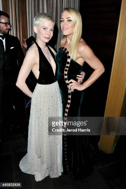 Actresses Michelle Williams and Busy Philipps attend the Amazon Studios Oscar Celebration at Delilah on February 26, 2017 in West Hollywood,...