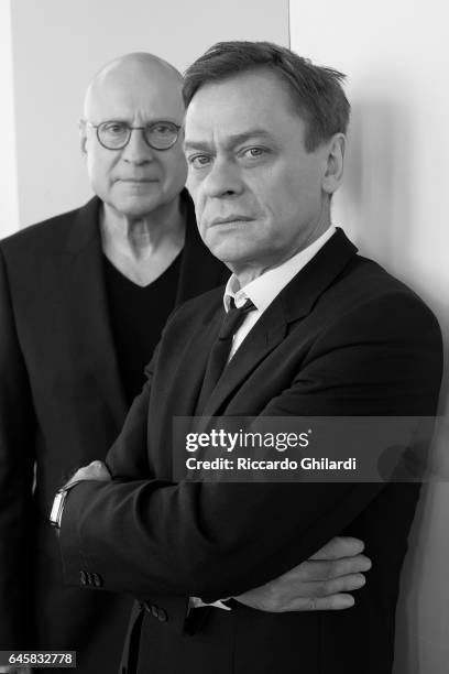 Director Matti Geschonneck and actor Sylvester Groth are photographed for Self Assignment on February 11, 2017 in Berlin, Germany.