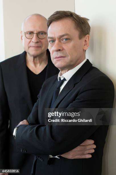 Director Matti Geschonneck and actor Sylvester Groth are photographed for Self Assignment on February 11, 2017 in Berlin, Germany.