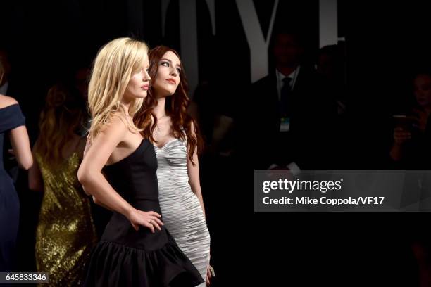 Georgia May Jagger and Elizabeth Jagger attend the 2017 Vanity Fair Oscar Party hosted by Graydon Carter at Wallis Annenberg Center for the...