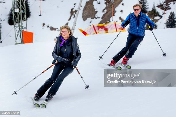 King Willem-Alexander and Queen Maxima of The Netherlands pose for the media during their annual wintersport holidays on February 27, 2017 in Lech,...