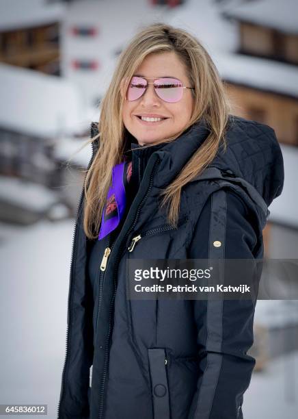 Queen Maxima of The Netherlands poses for the media during their annual wintersport holidays on February 27, 2017 in Lech, Austria.