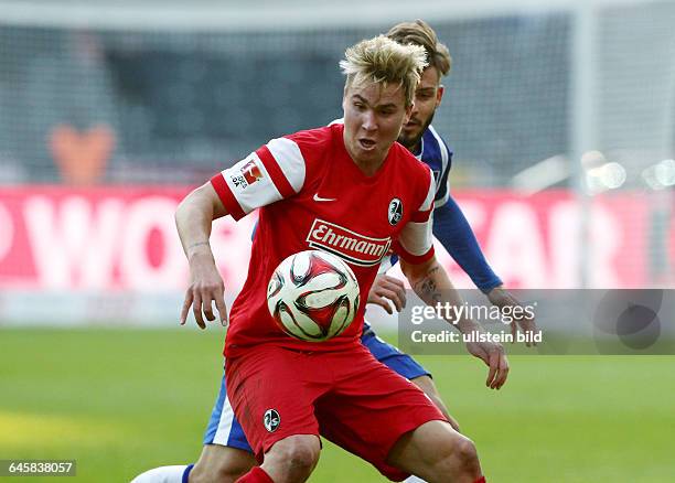 Felix Klaus, Aktion, Oberkoerper Oberkörper , Sport, Fußball Fussball, DFL Bundesliga Herren, Saison 2014 Hertha BSC Berlin vs. SC Freiburg