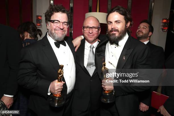 Director Kenneth Lonergan, producer Bob Berney and actor Casey Affleck with attend the Amazon Studios Oscar Celebration at Delilah on February 26,...