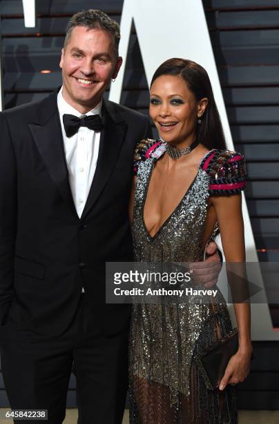 Thandie Newton and Ol Parker attend the 2017 Vanity Fair Oscar Party hosted by Graydon Carter at Wallis Annenberg Center for the Performing Arts on...