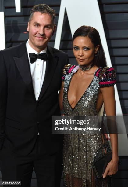 Thandie Newton and Ol Parker attend the 2017 Vanity Fair Oscar Party hosted by Graydon Carter at Wallis Annenberg Center for the Performing Arts on...