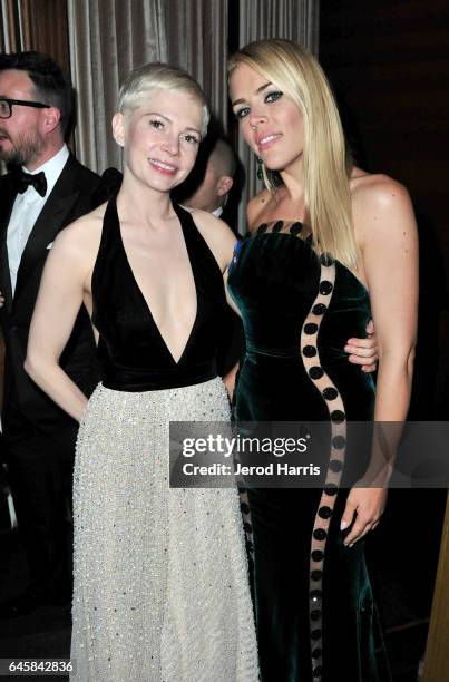 Actresses Michelle Williams and Busy Philipps attend the Amazon Studios Oscar Celebration at Delilah on February 26, 2017 in West Hollywood,...