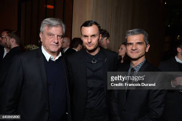 Sidney Toledano,Kris Van Assche and Serge Brunschwig attend the Dior Homme Menswear Aftershow Cocktail & Dinner Fall/Winter 2017-2018 show as part of...