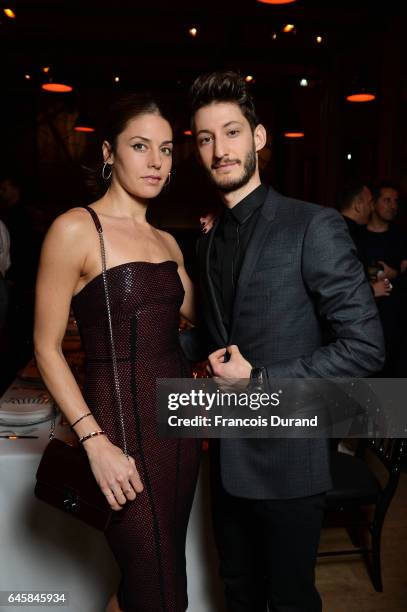 Natasha Andrews and Pierre Niney attend the Dior Homme Menswear Aftershow Cocktail & Dinner Fall/Winter 2017-2018 show as part of Paris Fashion Week...