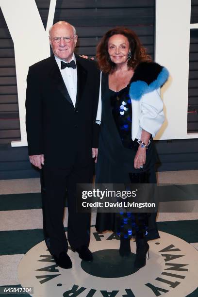 Chairman Barry Diller and designer Diane von Furstenberg attend the 2017 Vanity Fair Oscar Party hosted by Graydon Carter at the Wallis Annenberg...