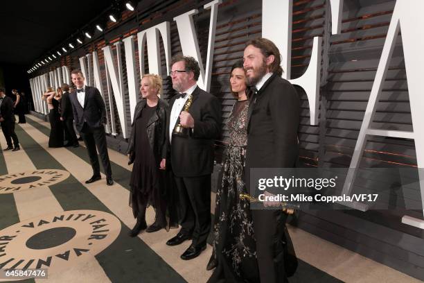 Actress J. Smith-Cameron, writer-director Kenneth Lonergan, actor Floriana Lima, and actor Casey Affleck attend the 2017 Vanity Fair Oscar Party...