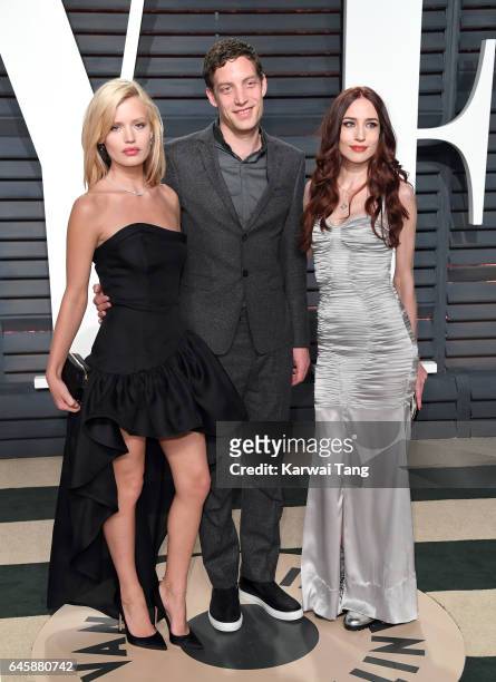 Georgia May Jagger, James Jagger and Elizabeth Jagger arrive for the Vanity Fair Oscar Party hosted by Graydon Carter at the Wallis Annenberg Center...