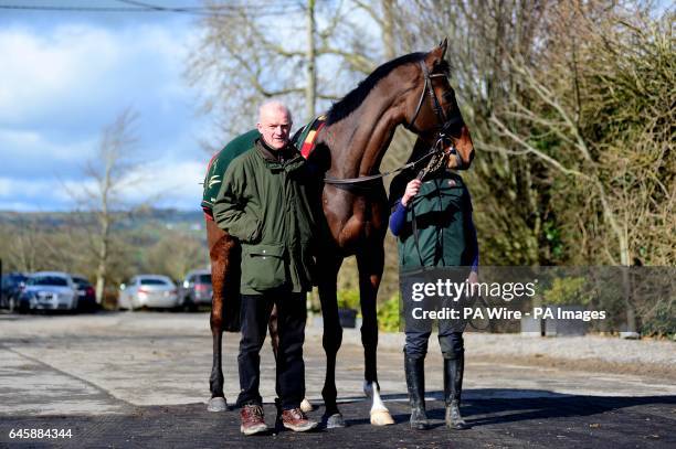 Trainer Willie Mullins with Douvan during a visit to his stables at Closutton, Carlow, Ireland.