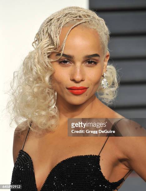 Actress Zoe Kravitz arrives at the 2017 Vanity Fair Oscar Party Hosted By Graydon Carter at Wallis Annenberg Center for the Performing Arts on...