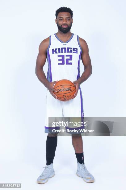 Tyreke Evans of the Sacramento Kings poses for a photo on February 24, 2017 at the Golden 1 Center in Sacramento, California. NOTE TO USER: User...