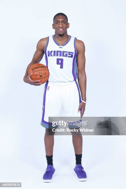 Langston Galloway of the Sacramento Kings poses for a photo on February 24, 2017 at the Golden 1 Center in Sacramento, California. NOTE TO USER: User...