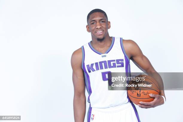 Langston Galloway of the Sacramento Kings poses for a photo on February 24, 2017 at the Golden 1 Center in Sacramento, California. NOTE TO USER: User...