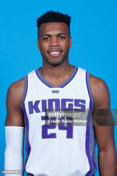 Buddy Hield of the Sacramento Kings poses for a head shot on February 24, 2017 at the Golden 1 Center in Sacramento, California. NOTE TO USER: User...
