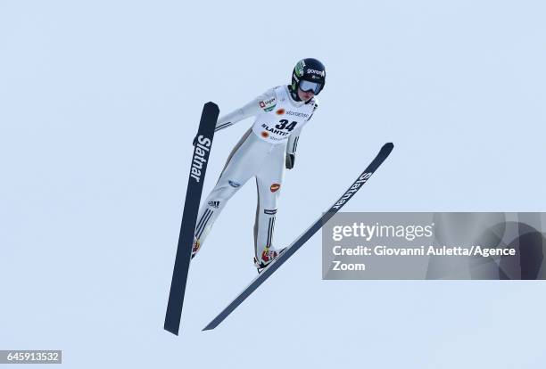 Ema Klinec of Slovenia competes during the FIS Nordic World Ski Championships Women's Ski Jumping HS100 on February 24, 2017 in Lahti, Finland.