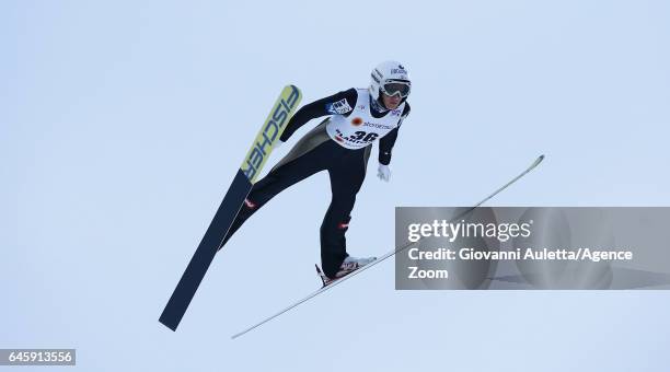 Daniela Iraschko-stolz of Austria competes during the FIS Nordic World Ski Championships Women's Ski Jumping HS100 on February 24, 2017 in Lahti,...