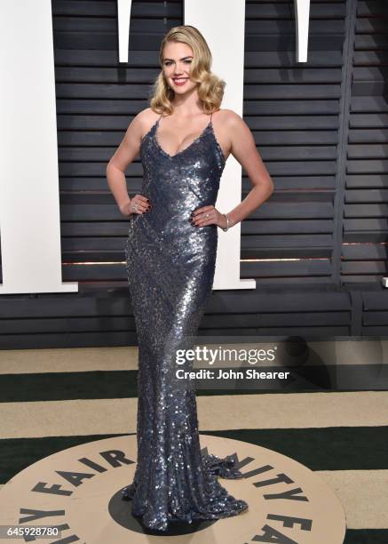 Model Kate Upton attends the 2017 Vanity Fair Oscar Party hosted by Graydon Carter at Wallis Annenberg Center for the Performing Arts on February 26,...