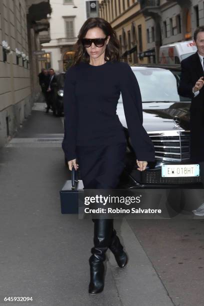 Victoria Beckham are seen attend a public mass honouring Franca Sozzani at Duomo on February 27, 2017 in Milan, Italy.