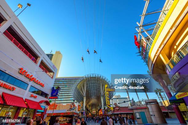 famous historic fremont street in las vegas - fremont street stock pictures, royalty-free photos & images