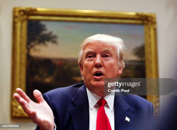 President Donald Trump leads a listening session with health insurance company CEO's in the Roosevelt Room of the White House, February 27, 2017 in...