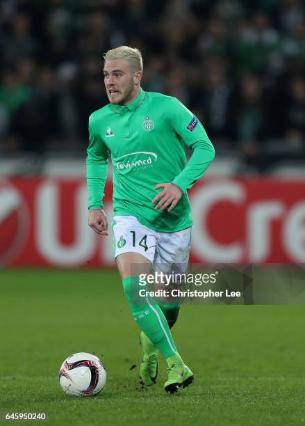Jordan Veretout of AS Saint-Etienne in action during the UEFA Europa League Round of 32 second leg match between AS Saint-Etienne and Manchester...