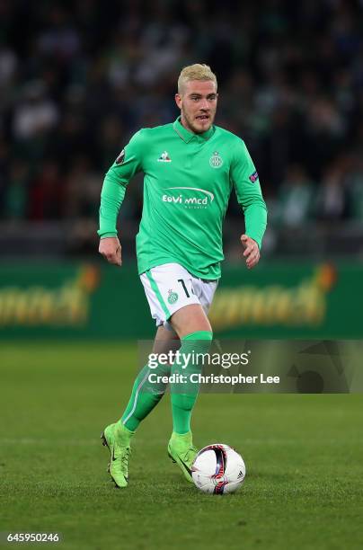 Jordan Veretout of AS Saint-Etienne in action during the UEFA Europa League Round of 32 second leg match between AS Saint-Etienne and Manchester...
